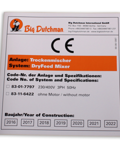 Typenschild D/GB: Trockenmischer